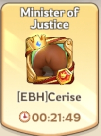 Cerise serving as Minister of Justice