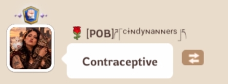 Cindynanners saying contraceptive in World Chat